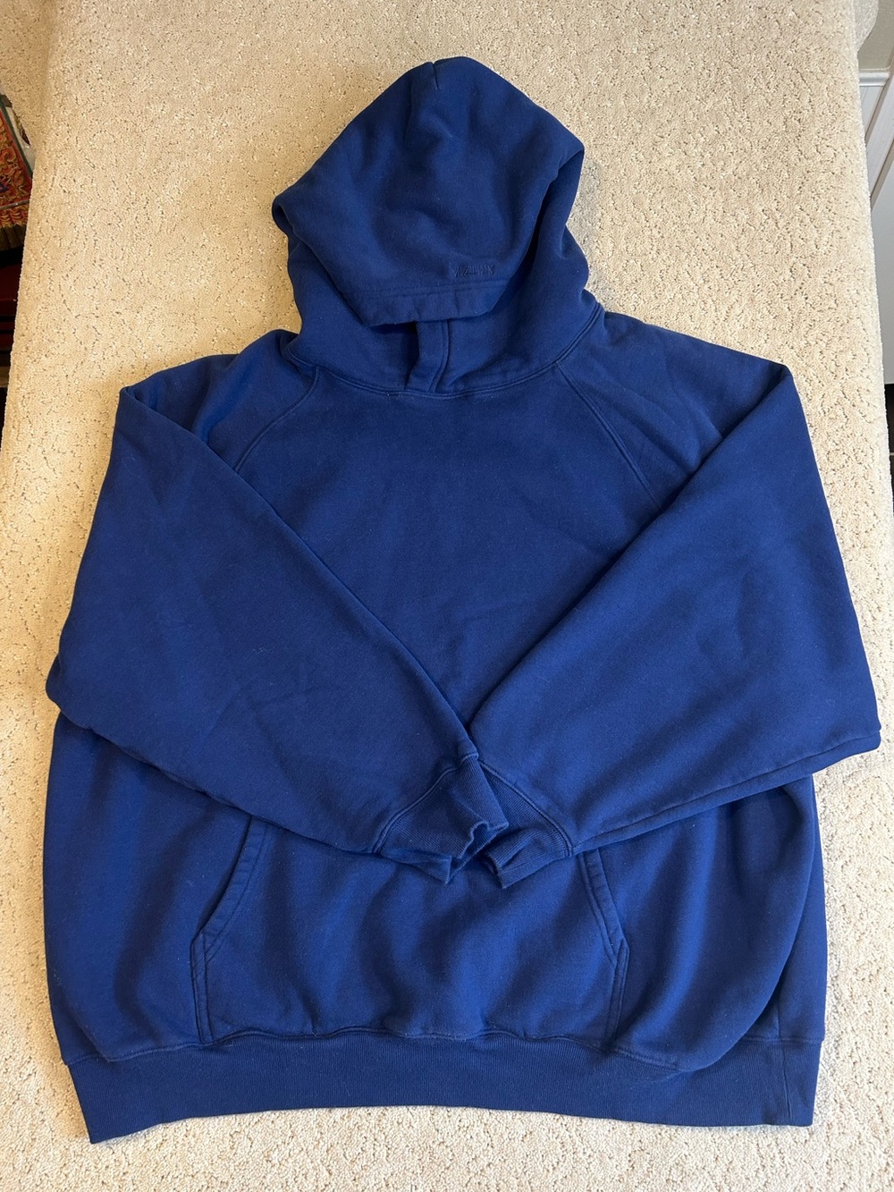 Aritzia SweatFleece Mega Fit Hoodie Size XL Cobalt Blue Pullover Minimalist